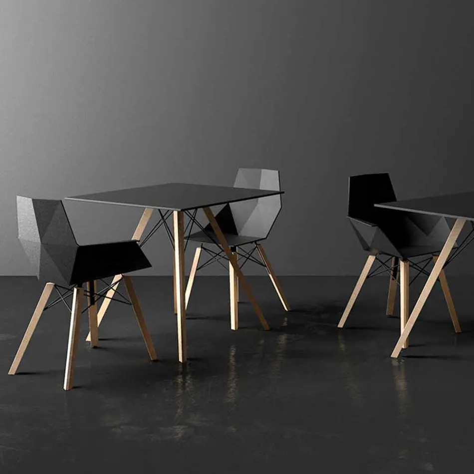 Mesa de jantar Square Design Wood e Hpl, 4 peças - Faz Wood by Vondom Viadurini