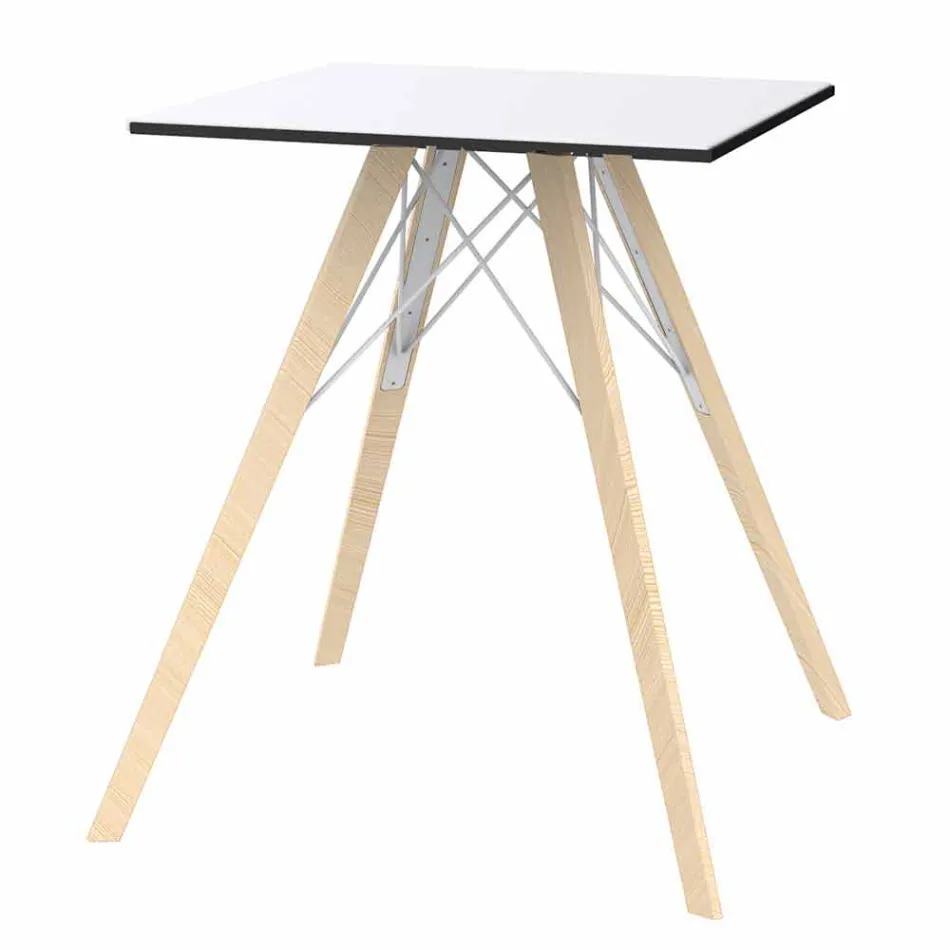 Mesa de jantar Square Design Wood e Hpl, 4 peças - Faz Wood by Vondom Viadurini