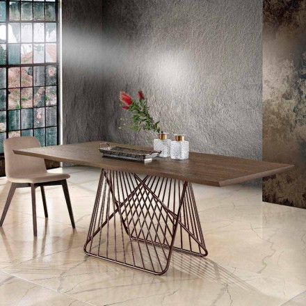 Mesa de jantar em madeira maciça moderna feita na Itália, Mitia Viadurini