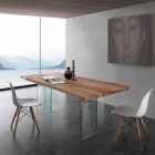 Mesa de jantar em madeira maciça e vidro Marlon Viadurini