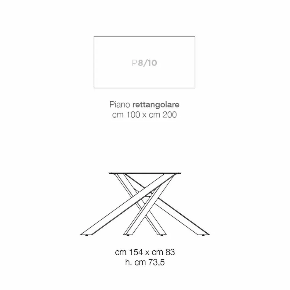 Mesa de jantar em madeira MDF e metal moderno feito na Itália, Dionigi Viadurini