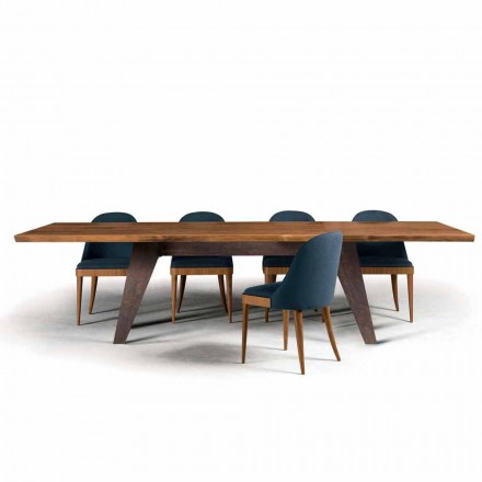 Design de nogueira natural descascado mesa de jantar de madeira, Antonio Viadurini