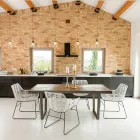 Mesa de Jantar em Madeira Tropical Reciclada e Pernas de Metal - Slide Viadurini