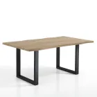 Mesa de Jantar em Mdf com Pernas em Aço Pintado de Preto - Cheetah Viadurini