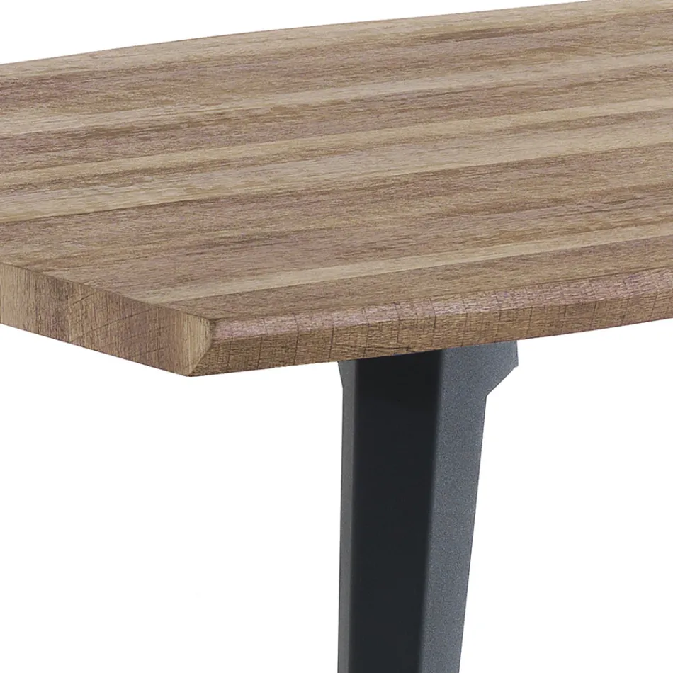 Mesa de Jantar em Mdf Oak Acabamento e Matt Black Steel - Gherardo Viadurini