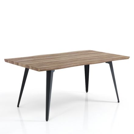 Mesa de Jantar em Mdf Oak Acabamento e Matt Black Steel - Gherardo Viadurini