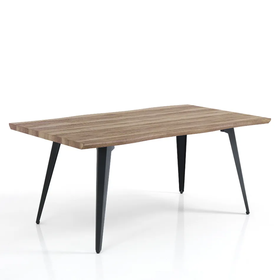 Mesa de Jantar em Mdf Oak Acabamento e Matt Black Steel - Gherardo Viadurini