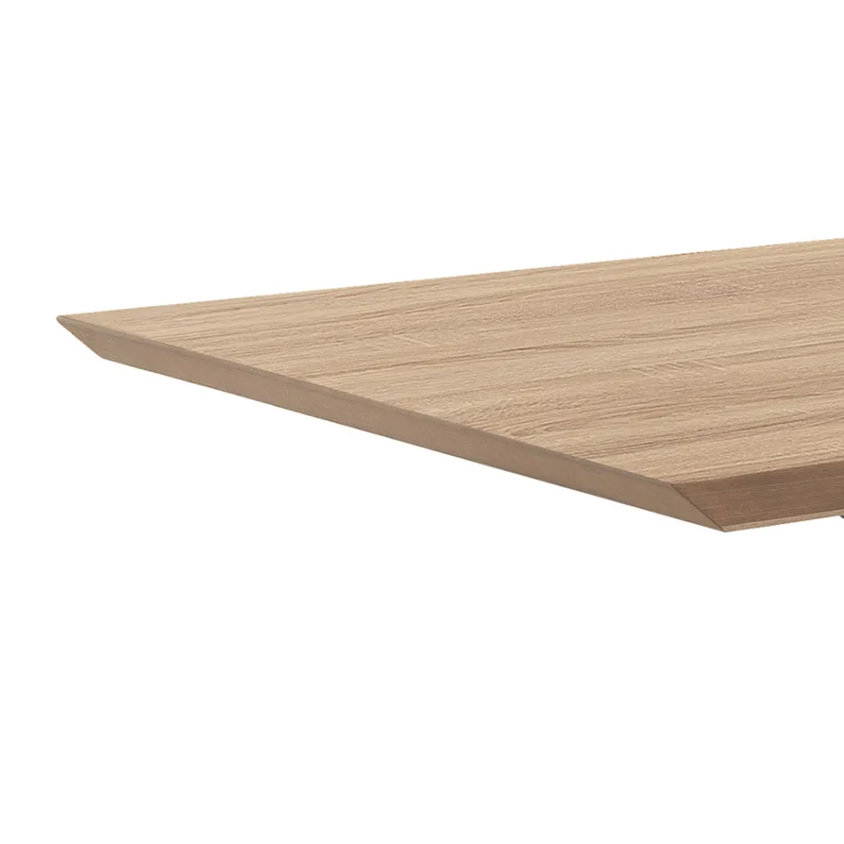 Mesa de Jantar em Mdf Oak Finish e Matt Black Metal - Notino Viadurini