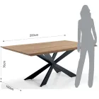 Mesa de Jantar em Mdf Oak Finish e Matt Black Metal - Notino Viadurini