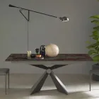 Mesa de jantar de metal e tampo de cerâmica Made in Italy Design - Anaconda Viadurini