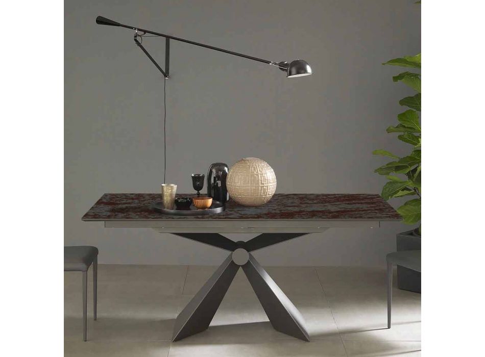 Mesa de jantar de metal e tampo de cerâmica Made in Italy Design - Anaconda Viadurini