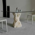Mesa de jantar de pedra com tampo de cristal design de Jason Viadurini