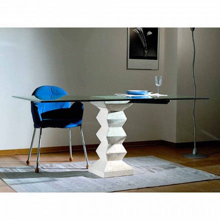 Pedra contemporânea e mesa de jantar de cristal com design bacco Viadurini