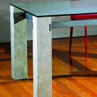 Ebea pedra de design contemporâneo e mesa de jantar de cristal Viadurini