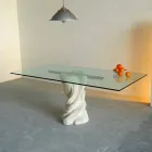 Mesa de jantar Designer de pedra natural e cristal Urano Viadurini