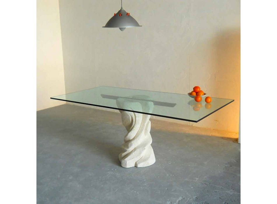 Mesa de jantar Designer de pedra natural e cristal Urano Viadurini