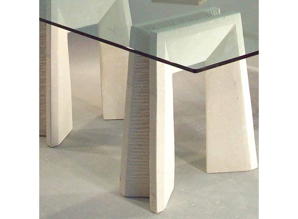 Arianna pedra contemporânea e mesa de jantar de cristal Viadurini