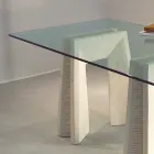 Arianna pedra contemporânea e mesa de jantar de cristal Viadurini