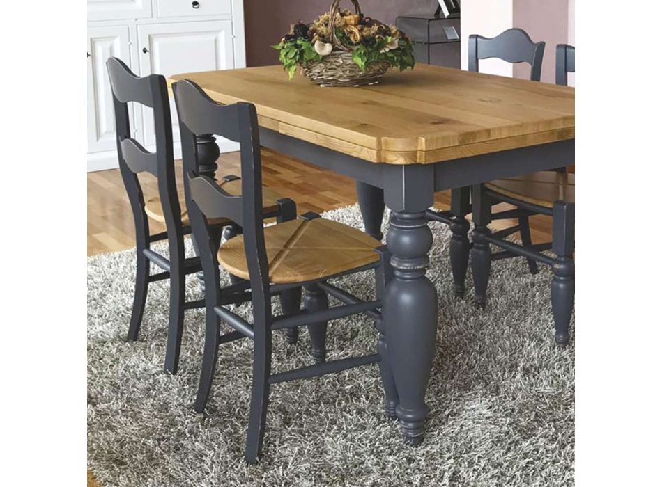 Mesa de jantar em carvalho nódoa e 4 cadeiras inclusas Made in Italy - Rafael Viadurini