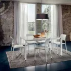 Mesa de Jantar em Vidro Branco e Metal Pintado Made in Italy - Broche Viadurini