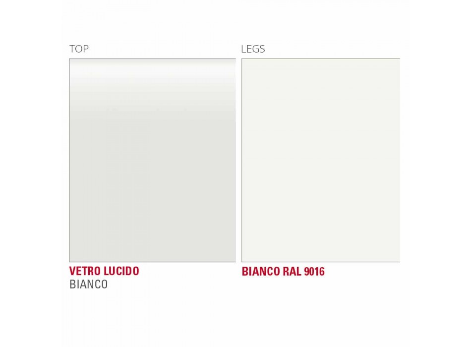 Mesa de Jantar em Vidro Branco e Metal Pintado Made in Italy - Broche Viadurini