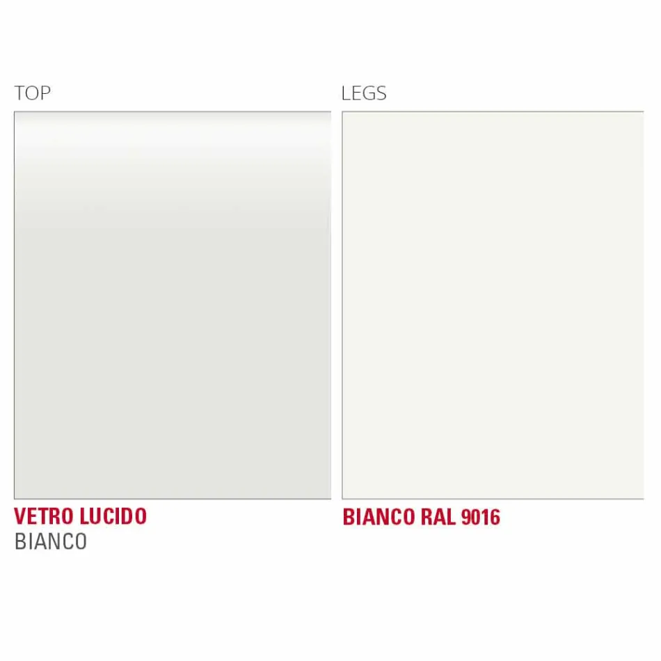 Mesa de Jantar em Vidro Branco e Metal Pintado Made in Italy - Broche Viadurini