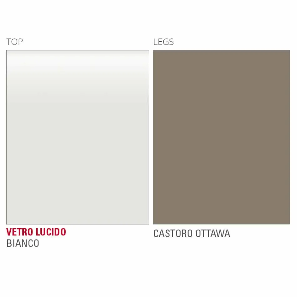 Mesa de Jantar em Vidro Branco e Metal Pintado Made in Italy - Broche Viadurini