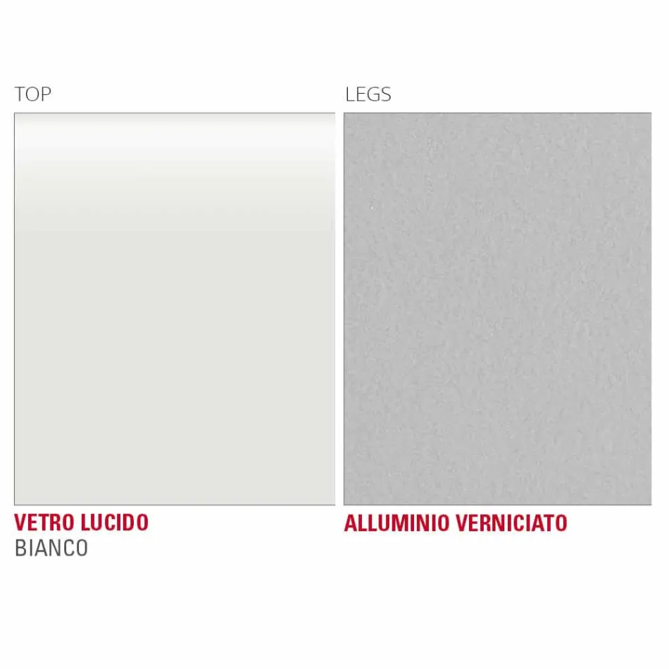 Mesa de Jantar em Vidro Branco e Metal Pintado Made in Italy - Broche Viadurini