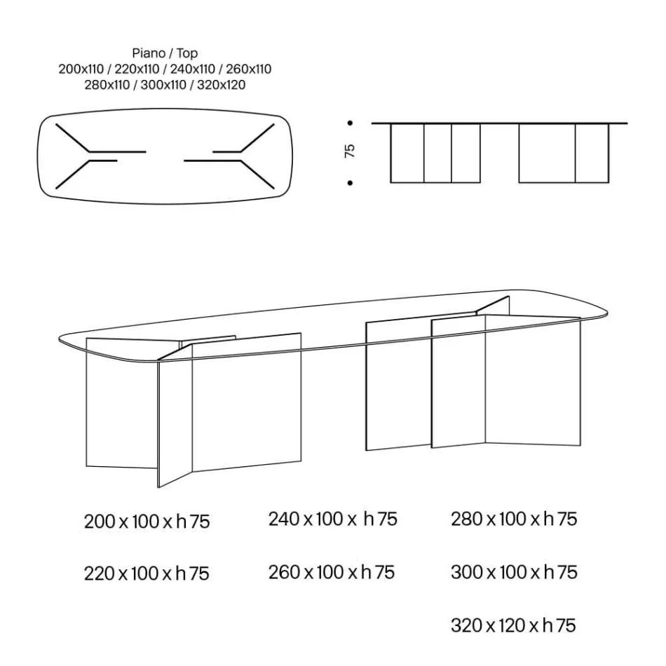Mesa de jantar de vidro com tampo retangular fabricada na Itália - Charles Viadurini