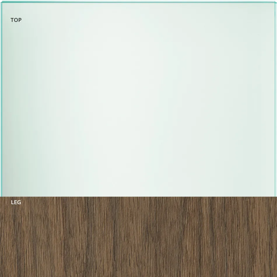 Mesa de Jantar em Vidro e Pés em Carvalho ou Nogueira Canaletto - Aschio Viadurini