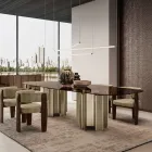 Mesa de jantar moderna em vidro e metal, fabricada na Itália - Duna Viadurini
