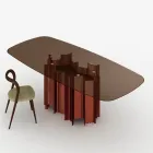 Mesa de jantar moderna em vidro e metal, fabricada na Itália - Duna Viadurini