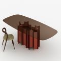 Mesa de jantar moderna em vidro e metal, fabricada na Itália - Duna