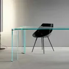 Mesa de Jantar em Vidro Extra-claro Luxo Design 4 Dimensões - Kuduro Viadurini