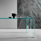 Mesa de Jantar em Vidro Extra-claro Luxo Design 4 Dimensões - Kuduro Viadurini