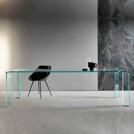Mesa de Jantar em Vidro Extra-claro Luxo Design 4 Dimensões - Kuduro Viadurini
