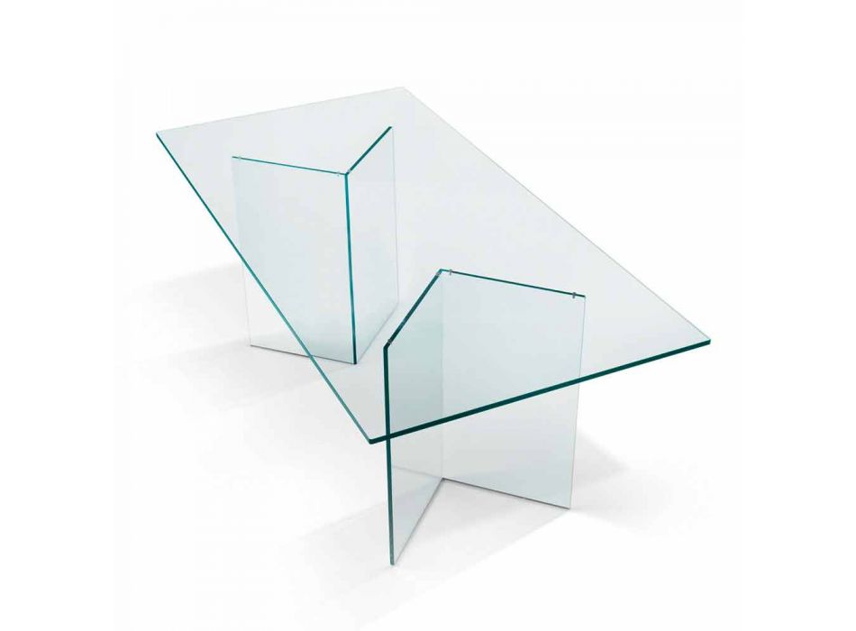Mesa de Jantar Design em Vidro Extraclear 8 Dimensões - Pollinare Viadurini