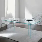 Mesa de Jantar Design em Vidro Extraclear 8 Dimensões - Pollinare Viadurini
