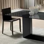 Mesa de jantar em vidro fumado ou extraleve e metal fabricado na Itália - marrom escuro Viadurini