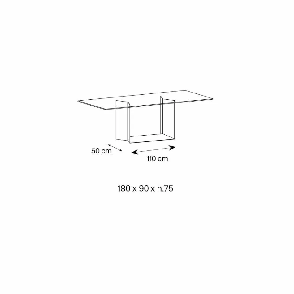 Mesa de jantar em vidro fumado ou extraleve e metal fabricado na Itália - marrom escuro Viadurini