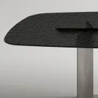 Mesa de jantar de design italiano em vidro fundido com acabamento em bronze ou fumê - Moro Viadurini