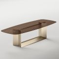Mesa de jantar de design italiano em vidro fundido com acabamento em bronze ou fumê - Moro