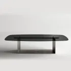 Mesa de jantar de design italiano em vidro fundido com acabamento em bronze ou fumê - Moro Viadurini