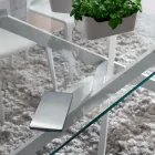 Mesa de jantar luxuosa de vidro temperado e metal fabricada na Itália - Carlino Viadurini