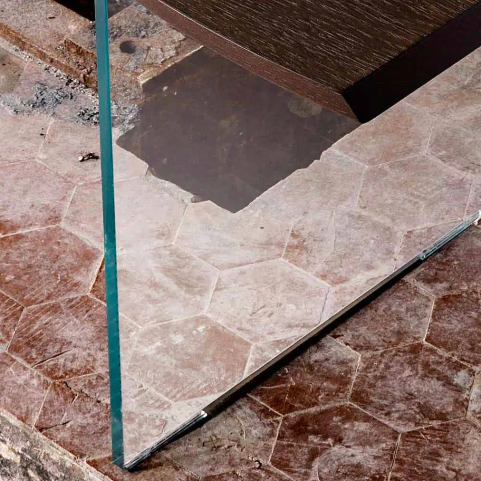 Moderna mesa de jantar 100x200cm em madeira com pernas de vidro Flora Viadurini