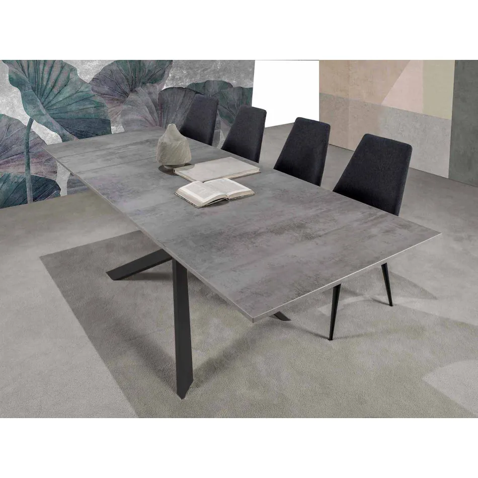 Mesa de jantar extensível moderna, piso laminado - Marliana Viadurini