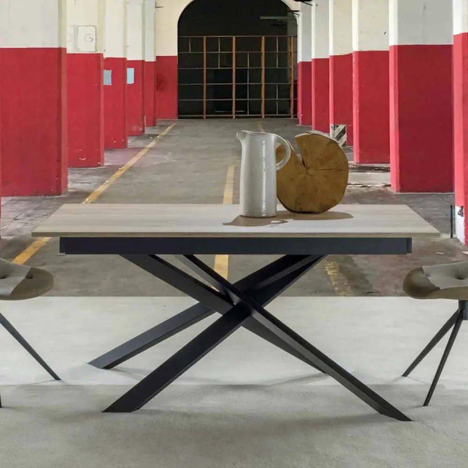 Mesa de jantar extensível moderna, piso laminado - Marliana Viadurini