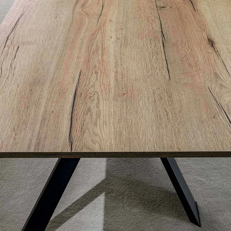 Mesa de jantar extensível moderna, piso laminado - Marliana Viadurini