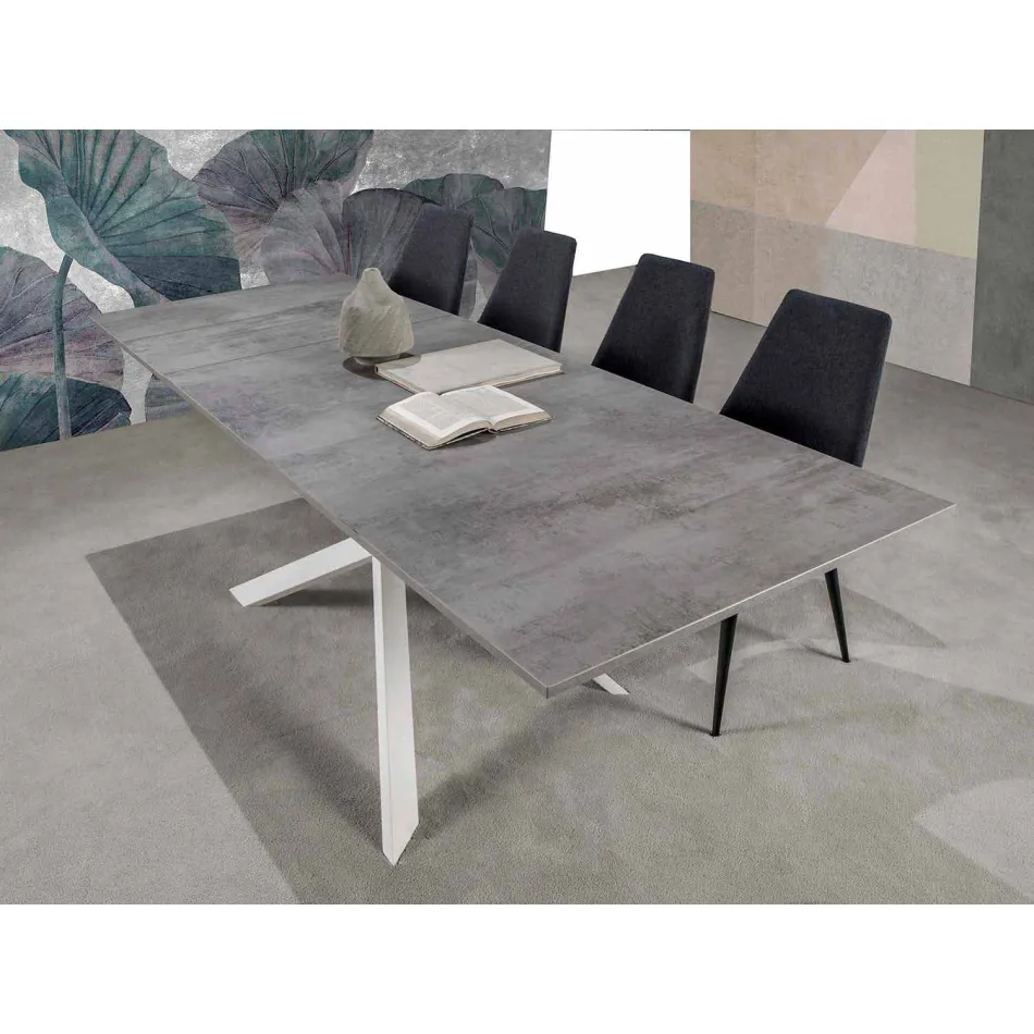 Mesa de jantar extensível moderna, piso laminado - Marliana Viadurini