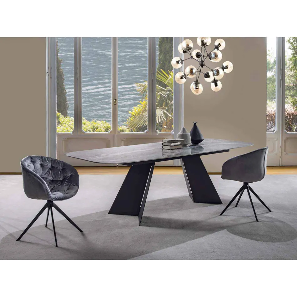 Mesa de Jantar Moderna com Tampo em Grés Porcelanato - Meduno Viadurini